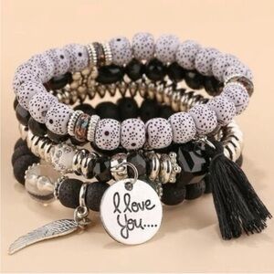 I LOVE YOU Boho Stacked Bracelets BRAND NEW With Tags